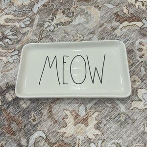 Rae Dunn Cream 'Meow' Cat Tray
